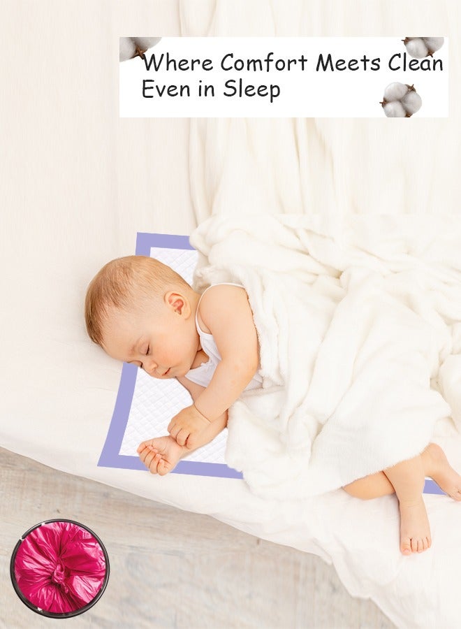Cute 'n' Cuddle 60 Pcs Disposable Changing Mat Lavender 60cmX45cm With 60 Disposable Scented bags Red - Image 5